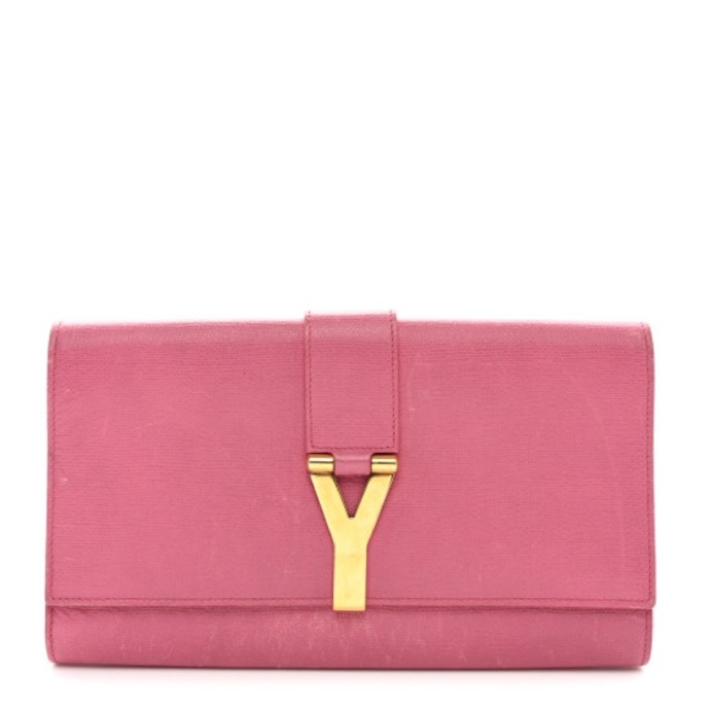 Yves SAINT LAURENT Calfskin Classic Y Ligne Clutch in Pink - Picture 2 of 14